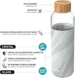 QUOKKA FLOW Sklenená fľaša so silikónovým povrchom WHITE STONE, 660ml, 40002