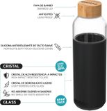 QUOKKA FLOW Sklenená fľaša so silikónovým povrchom BLACK, 660ml, 40007