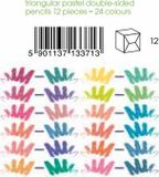 ASTRA Trojhranné pastelové obojstranné farbičky 12ks / 24farieb + strúhadlo, 312120003