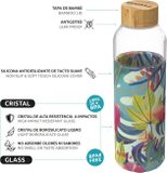 QUOKKA FLOW Sklenená fľaša so silikónovým povrchom TROPICAL, 660ml, 40000