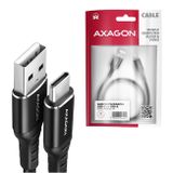 AXAGON BUCM-AM10AB, HQ kabel USB-C &lt;-&gt; USB-A, 1m, USB 2.0, 3A, ALU, oplet, černý