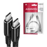 AXAGON BUCM-CM10AB, HQ kabel USB-C &lt;-&gt; USB-C, 1m, USB 2.0, PD 60W 3A, ALU, oplet, černý