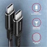 AXAGON BUCM-CM30AB, HQ kabel USB-C &lt;-&gt; USB-C, 3m, USB 2.0, PD 60W 3A, ALU, oplet, černý