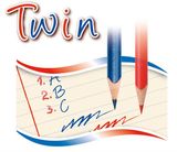 Poštová ceruzka, trojuholníkový tvar, KORES &quot;Twin&quot;, modrá-červená, NAHRADA: IK94178R - 12KS/BALENIE