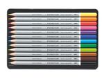 Akvarelové ceruzky, kovová krabica, STAEDTLER &quot;Karat&quot;, 12 rôznych farieb