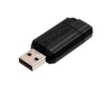 USB kľúč, 128GB, USB 2.0, 10/4MB/sec, VERBATIM &quot;PinStripe&quot;, čierny