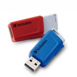 USB kľúč, 2 x 32GB, USB 3.2, 80/25MB/sec, VERBATIM &quot;Store n Click&quot;, červená/modrá