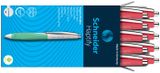 Guľôčkové pero, 0,5 mm, stláčací mechanizmus, koralovo červené telo, SCHNEIDER &quot;Haptify&quot;, modrá