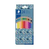 Farebné ceruzky, sada, šesťhranné, balenie rôznych vzorov, STAEDTLER &quot;Pattern Mix&quot;, 24 rôznych farieb