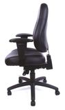 Kancelárska stolička, s nastaviteľnými opierkami rúk, čierna bonded koža, čierny podstavec, MaYAH &quot;Super Champion&quot;