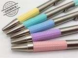 Guľôčkové pero, 0,24 mm, stláčací mechanizmus, nerezová oceľ, farba tela: pastelová ružová, ZEBRA &quot;F-301&quot;, modré