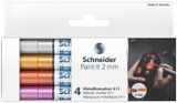Akrylový popisovač, sada,  2 mm, SCHNEIDER &quot;Paint-It 011&quot;, 4 rôzne kovové farby