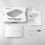 AXAGON RSS-M2SD, SATA - M.2 SATA SSD, interní 2.5&quot; ALU box, stříbrný