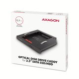 AXAGON RSS-CD12 rámeček pro 2.5&quot; SSD/HDD do DVD slotu, 12.7 mm, LED, hliník