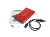 Externí box pro HDD 2,5&quot; USB 3.0 Natec Rhino Go, červený, hliníkové tělo