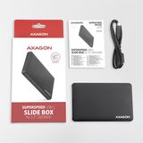 AXAGON EE25-SLC, USB-C 3.2 Gen 1 - SATA 6G 2.5&quot; SLIDE box, bezšroubkový, černý
