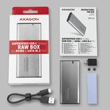 AXAGON EEM2-SG2, USB-C 3.2 Gen 2 - M.2 NVMe &amp; SATA SSD kovový RAW box, bezšroubkový