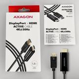 AXAGON RVD-HI14C2, DisplayPort -&gt; HDMI 1.4 redukce / kabel 1.8m, 4K/30Hz