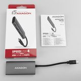 AXAGON HMC-4G2, USB-C 3.2 Gen 2 10 Gb/s hub, porty 2x USB-A + 2x USB-C, kabel USB-C 13cm