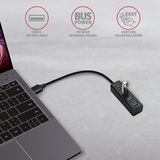 AXAGON HUE-M1A, 4x USB 3.2 Gen 1 MINI hub, kovový, kabel USB-A 20cm