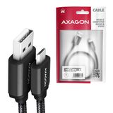 AXAGON BUMM-AM20AB, HQ kabel Micro USB &lt;-&gt; USB-A, 2m, USB 2.0, 2.4A, ALU, oplet, černý