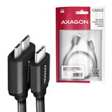 AXAGON BUMM3-CM10AB, SPEED kabel Micro-B USB &lt;-&gt; USB-C, 1m, USB 3.2 GEN 1, 3A, ALU, tpe, černý