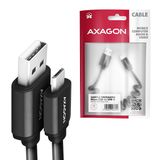AXAGON BUMM-AM10TB, TWISTER kabel Micro USB &lt;-&gt; USB-A, 0.6m, USB 2.0, 2.4A, ALU, tpe, černý