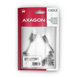AXAGON BUMM-AM10TB, TWISTER kabel Micro USB &lt;-&gt; USB-A, 0.6m, USB 2.0, 2.4A, ALU, tpe, černý