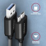 AXAGON BUMM3-AM10AB, SPEED kabel Micro-B USB &lt;-&gt; USB-A, 1m, USB 3.2 GEN 1, 3A, ALU, tpe, černý