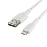 BELKIN kabel oplétaný USB-A - Lightning, 1m, bílý