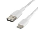 BELKIN kabel oplétaný USB-C - USB-A, 2m, bílý
