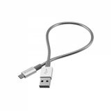 USB kábel, microUSB B, 30 cm. VERBATIM, strieborný