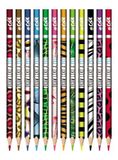 Farebné ceruzky, sada, trojhranné, COOL BY VICTORIA &quot;Wildlife&quot;, 12 rôznych farieb