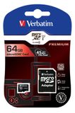 Pamäťová karta, Micro SD, 64GB, Class 10, s adaptérom, VERBATIM