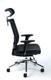 Exkluzívna kancelárska stolička s opierkou hlavy, čierna koža, sieťové napnuté operadlo,čierny podstavec, MAYAH &quot;Maxy&quot;