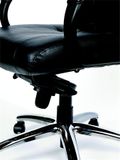 Kancelárska stolička, hojdací mechanizmus, čierna koža, chrómový podstavec, MaYAH &quot;Enterprise&quot;