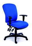 Kancelárska stolička, s nastaviteľnými opierkami, modré čalúnenie, čierny podstavec, MaYAH &quot;Comfort&quot;