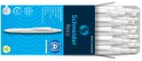 Guľôčkové pero, 0,5 mm, SCHNEIDER &quot;Reco M&quot;, biela, s náplňou 0,5 mm,&quot;Eco 725 M&quot;, modrá