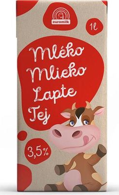 rvanlivé mlieko Euromilk plnotučné 3,5% 1 ℓ