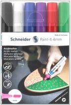 Akrylový popisovač, sada, 4 mm, SCHNEIDER "Paint-It 320", 6 rôznych farieb
