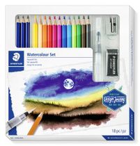 Akvarelové ceruzky, so štetcom, gumou, strúhadlom, grafitovou ceruzkou, STAEDTLER "Design Journey", 12 rôznych farieb