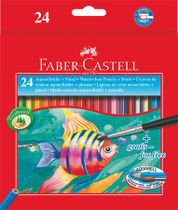 Akvarelové farebné ceruzky, sada, šesťhranné, so štetcom, FABER-CASTELL, 24 rôznych farieb