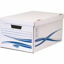 Archivačný kontajner, s výklopným vekom, kartón, veľký, FELLOWES "Bankers Box Basic", modrá-biela