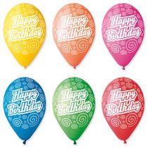 Balón, 30 cm, Happy Birthday, krúžky