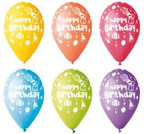 Balón, 30 cm, Happy Birthday, šašo