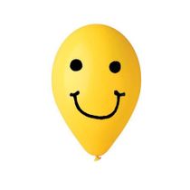 Balón, 30 cm, smiley, žltý