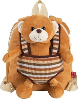 BE MY FRIEND, Detský obojstranný plyšový batoh s odnímateľnou hračkou MACKO, 13032