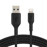 BELKIN kabel oplétaný USB-A - Lightning, 2m, černý