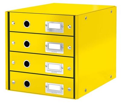 Box na dokumenty, laminovaný kartón, 4 zásuvky, LEITZ "Click&Store", žltá