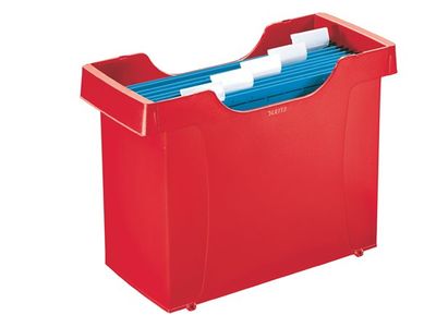 Box na závesné zakladacie dosky, s 5 záv.zakl. doskami, plastový, , LEITZ "Plus", červená